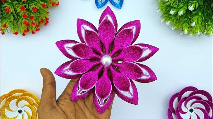 Make Flowers With Glitter Foam Sheet