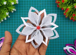 Making Easy Snowflakes Flower With Glitter Foam Sheet Making Easy Snowflakes Flower