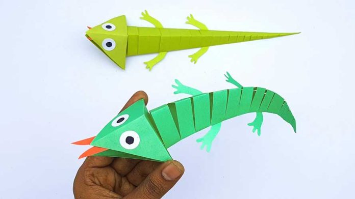 DIY Moving Paper Toy Chameleon