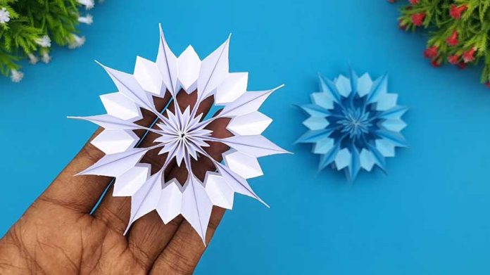 Paper Christmas Snowflakes Making Tutorial With Free Template DIY Christmas Crafts