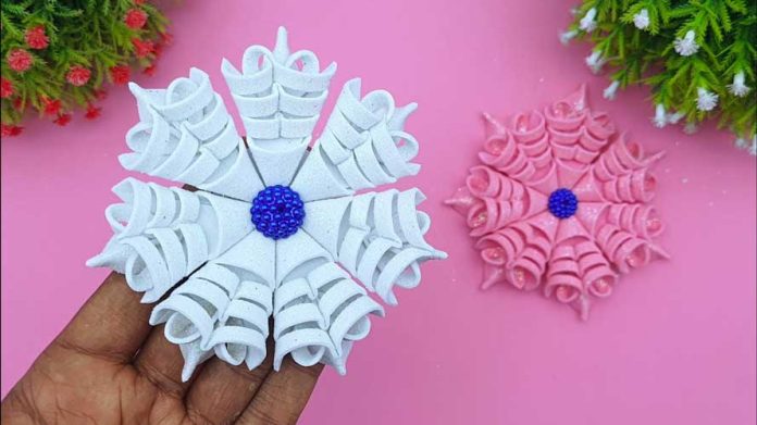 How To Make Easy Foamiran Christmas Snowflakes Snowflake Decoration Ideas