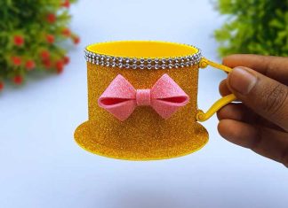 DIY Glitter Foam Sheet Tea Cup